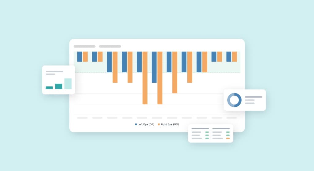 Illustration of a clinical dashboard with longitudinal charts and summary widgets