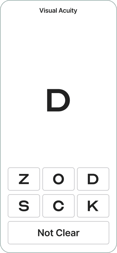 Visual Acuity test screen